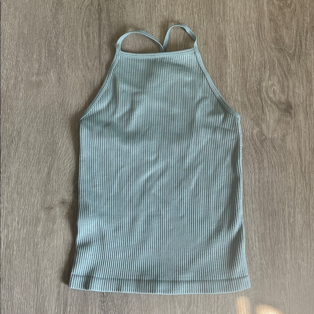 Dynamite High-Neck Ribbed Tank - Dusty Green
